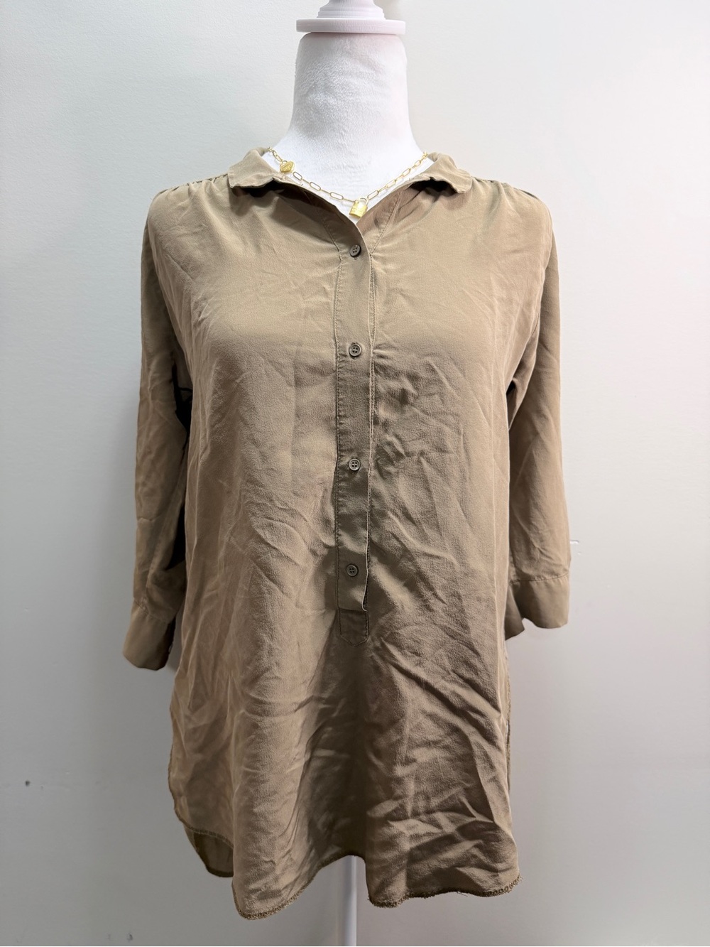 Wilfred Light Brown Button Front Tunic Top Size XS